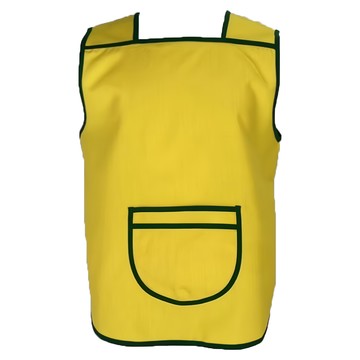 雙線口袋型拼色質感輕便圍兜  10號-110~115公分  純棉+聚酯纖維  亮黃拼色雙線口袋  1件