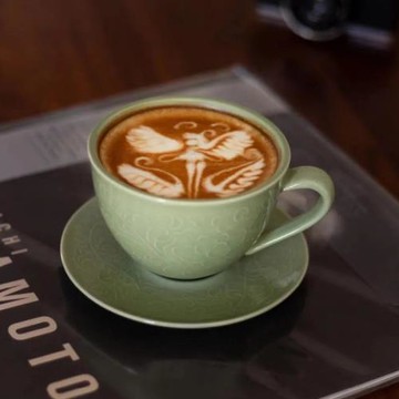 上林湖越窯青瓷  青釉咖啡杯  一杯一碟 禮盒裝