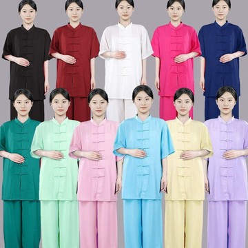 ✨免運可開發票#夏季 太極服 武術服 練功服 薄款 男女款 中老年晨練打拳中國風錶演比賽服