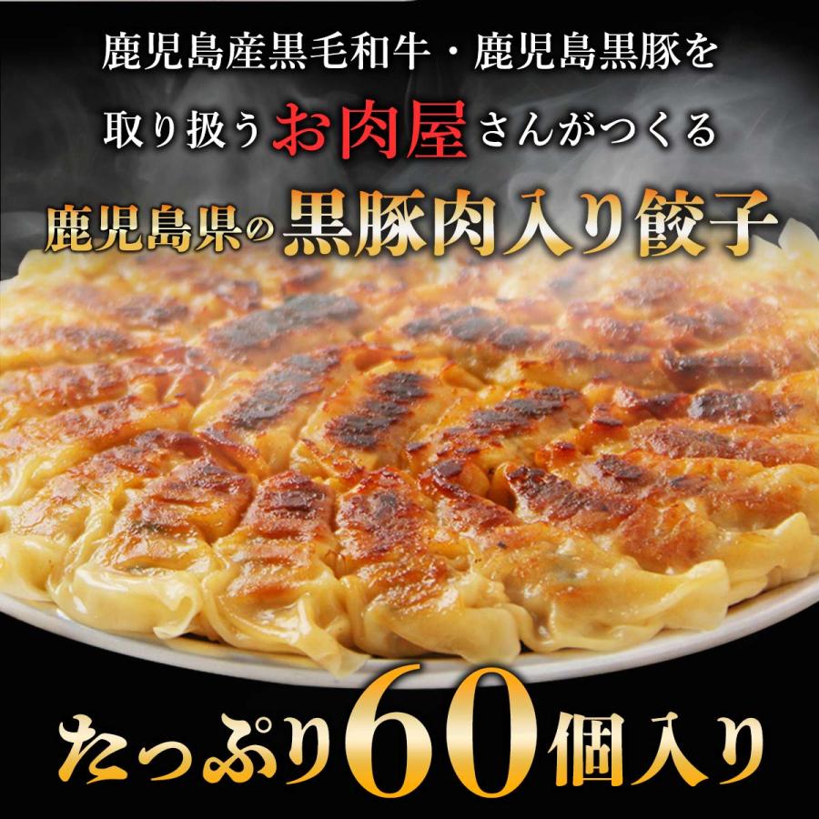 [グルメ・スタジアム] 冷凍餃子 鹿児島 黒豚餃子 60個(30個×2P)  餃子 大容量 黒豚 鹿児島黒豚入り 冷凍  生餃子 焼餃子