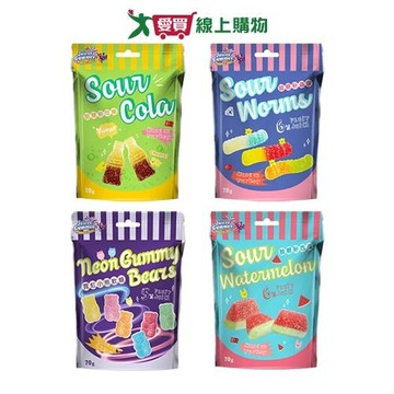 JUICEEGUMMEEQQ軟糖系列(霓虹小熊/酸糖可樂/酸糖粉蟲/酸糖粉西瓜)(70G/包)【愛買】