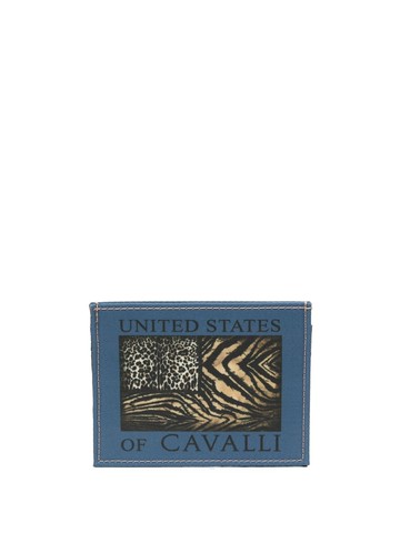 Roberto Cavalli - animal-print logo cardholder - men - Nylon - One Size - Blue