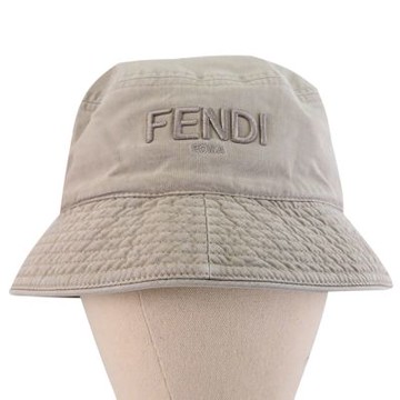FENDI 電繡LOGO棉質遮陽/漁夫帽(淺褐)