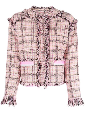 MSGM - raw-edge tweed jacket - women - Polyester/Cotton/Acrylic (Fiber)/Polyamide/Other fibres/Polyester - 40 - Pink