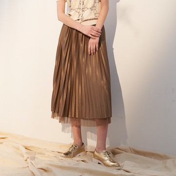 CLL巧玲瓏 金釦腰飾百褶長裙 2130960