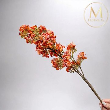 【Floral M】初戀悸動丁香花復古橘紅仿真花花材1入組(人造花/仿真花/假花/花藝DIY/裝飾花材)