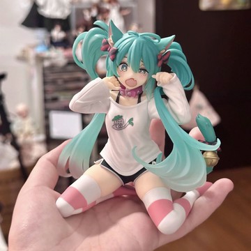 【萌貓耳朵】初音未來貓耳短袖睡衣初音手辦MIKU景品模型動漫美少女桌擺件禮物