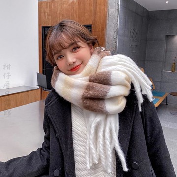 🔥2件9折🍊臺北出貨🍊可開發票2026圍巾女秋冬經典圈圈紗拼色時尚彩色格子超大披肩加厚保暖圍脖