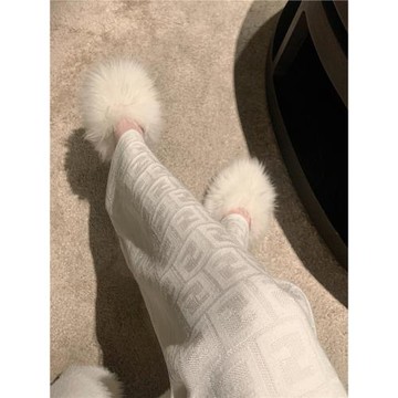 Kikimy 老花褲 提花針織闊腿褲女2025早春微喇叭白色褲子早春新款