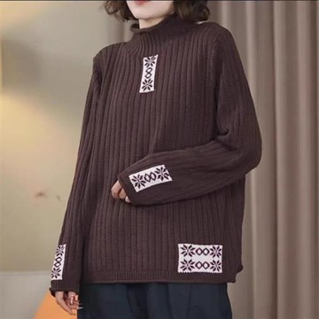 【米蘭精品】現貨+預購 法式長袖針織衫法式長袖針織衫上衣毛衣寬鬆大碼百搭休閒女裝慵懶圖騰6色74mx14