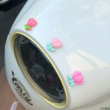 關注推送🍳汽車電動電瓶車後照鏡裝飾貼鬱金香花朵機車身立體貼遮擋劃痕貼