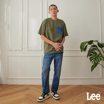 Lee 753 涼感 彈性舒適中腰直筒牛仔褲 男 中藍洗水 LB517035409