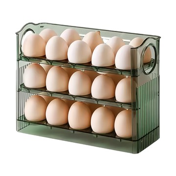 E.dot 自動翻轉雞蛋收納盒 PET材質  26 x 19 x 9.8cm  透綠  1個
