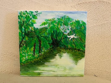 方形畫框原畫 / 擁抱自然 Daylily - 老媽的畫作系列