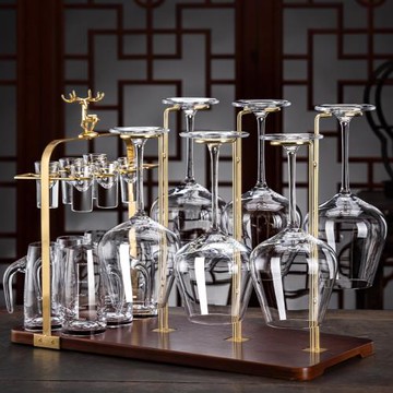 輕奢高檔水晶玻璃紅酒杯子套裝家用葡萄酒杯白酒杯創意組合一體架