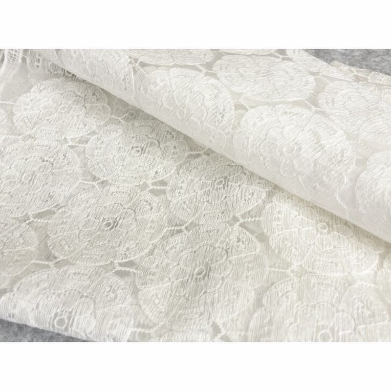 レース 生地 布 刺繍 花柄 オーガンジー 白 50cm単位販売 オフ ホワイト 布地専門店 Kijiya 通販 Lineポイント最大0 5 Get Lineショッピング