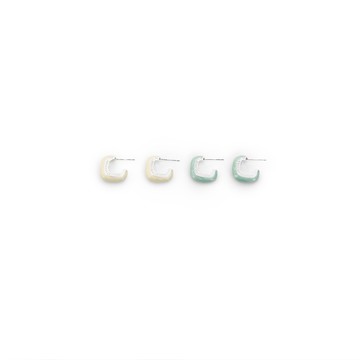 SO NICE 復古C字滴釉感耳環
