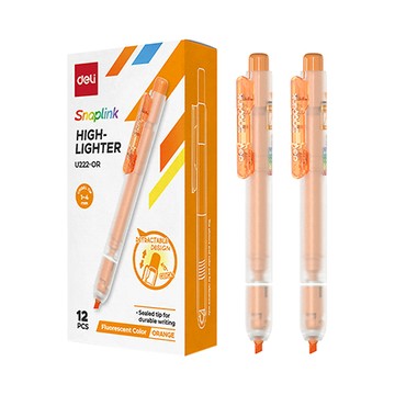 得力Deli按壓螢光筆/EU222-OR/橘色