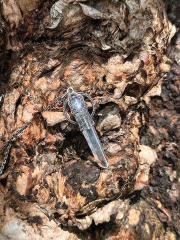 月白 白水晶 藍顯針水晶 星光藍寶石 項鍊