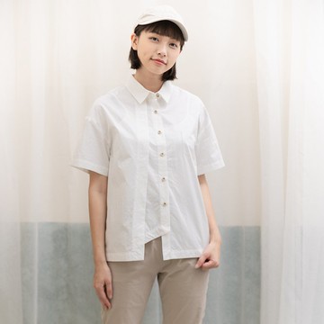 Hana Mokuba 左右不對稱剪接短袖襯衫