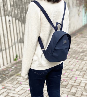 Kayla防潑水尼龍深藍色迷你後背包 超輕背包 書包