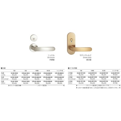 川口技研 レバーハンドル錠 LS-33-3K13-N（No.33ハイレバー小判座内締