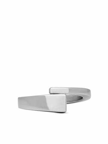 Saint Laurent - modernist overlap-band ring - women - Brass - 52 - Silver