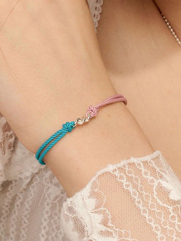 Mix Cord Silver Bracelet (Ib309) [Blue]