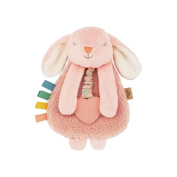 Itzy Ritzy 咬咬安撫巾 甜蜜粉紅兔 正面背面採不同布料 內藏響紙 附有矽膠固齒器  1條