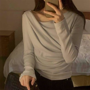 正韓女上衣 霞花長袖T恤OSR1078-創翊韓都現貨