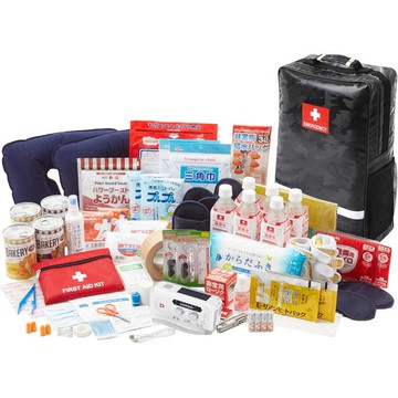 【日本代購】DIRECT 防災防犯ダイレクト 地震 停電 防災包30件組(2人用) 迷彩黑