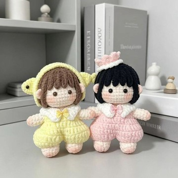 手作🌸毛線鉤織可愛小女孩玩偶diy材料包手工編織自制鑰匙扣掛件送閨蜜 玩偶毛線編織diy手做 手工藝解悶打發時間