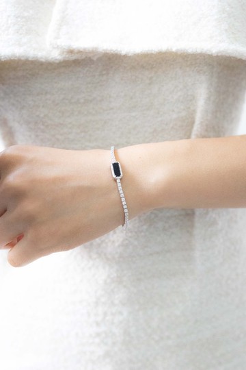高級感黑曜石鋯石純銀手鏈Tennis bracelet