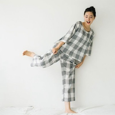 ダブルガーゼ 7分袖 パジャマ レディース チェック柄 パジャマ 綿100 2重ガーゼ ルームウェア 部屋着 上下セット 通販 Lineポイント最大get Lineショッピング