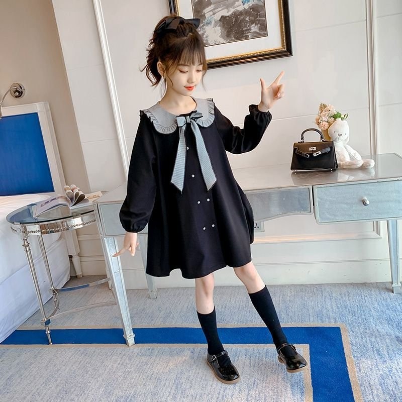 ワンピース キッズ 長袖ワンピース 子供服 女の子 秋 冬 ロングワンピース 蝶結び リボン 子供ドレス ジュニア フレア カジュアル 通販  LINEポイント最大GET | LINEショッピング