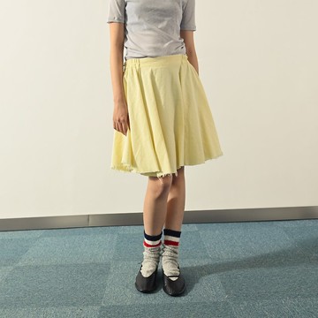 【NaSuBi Vintage】鬚邊設計緹花高腰古著裙