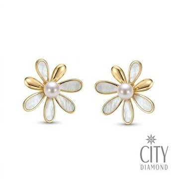 【City Diamond 引雅】網路獨家 日本 AKOYA珍珠 3.5-4mm 純銀 花型 母貝 耳環 (東京Yuki系列)