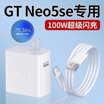 雷克士適用于真我GT Neo5se充電器頭100W瓦超級閃充realme gtneo5se手機充電插頭快充真我100w充電器加長套裝