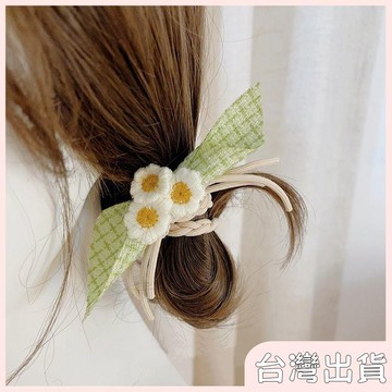 ✨臺灣出貨✨【飾飾如意】小清新花朵髮圈格紋蝴蝶結頭繩甜美少女發繩設計感扎頭髮皮筋髮飾