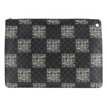 【日本直送】LOUIS VUITTON 經典款 POCHETTE JOUR GM 男士 Damier Graphite 帆布手拿包 M61232 【二手】