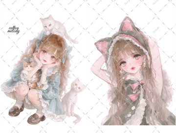 original sticker no.6829 人物貼紙 原創貼紙 人物貼紙 女孩貼紙 原創人物貼紙