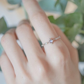 月光石925純銀典雅宮廷風格戒指 可調式戒指