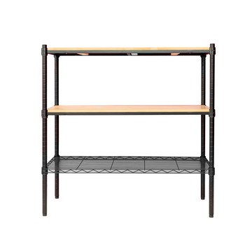 【dayneeds】松木 90x45x75公分 三層烤黑原木板收納層架