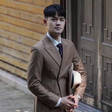 [多色] 英倫紳士潮男修身小西裝外套韓版雙排扣青年修身西服上衣