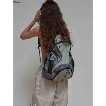 韓版nocontent雙肩包拼色小眾學生書包大容量背包戶外登山包