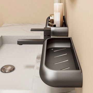 韻潔雅 衛生間奶白色置物架浴室廁所洗漱臺壁掛牆上免打孔洗手間沐浴露收納架子