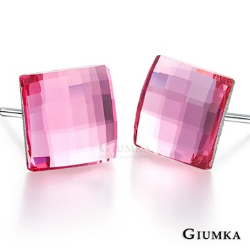 GIUMKA 方形水晶耳針式耳環 甜美淑女款 (粉水晶) 一對價格 MF00608-2