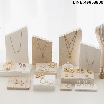 免運 開立發票 展示架 擺件 拍攝道具 首飾展架 大理石首飾項鏈架子展示架耳環飾品戒指擺放展示臺珠寶陳列道具