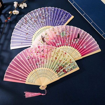 扇子折扇中國風女式學生古風流蘇夏天便攜涼快古裝漢服耐用小竹扇 AEJK