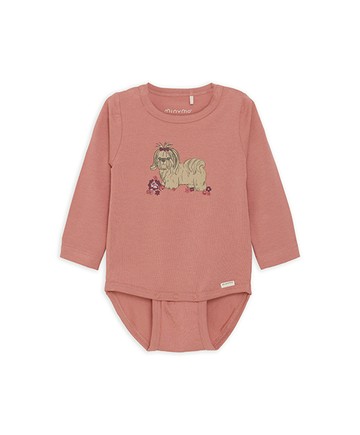 有機棉長袖包屁衣(乾燥玫瑰)62cm